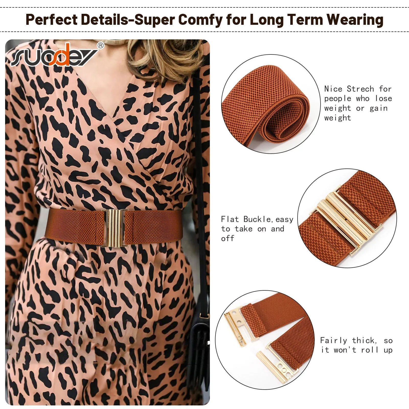 JASGOOD Women's Elastic Wide Dress Belt Retro Stretchy Waist Belt