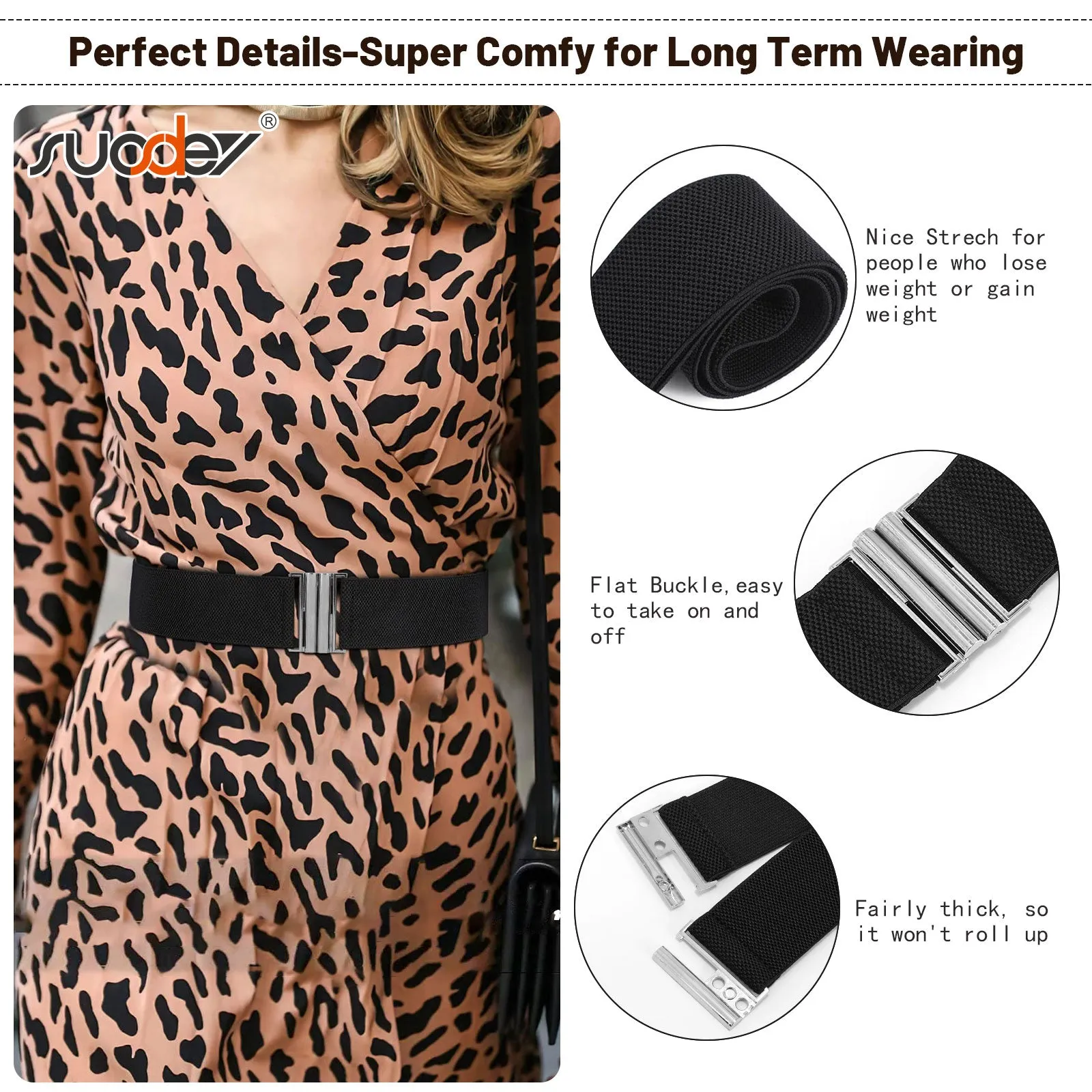 JASGOOD Women's Elastic Wide Dress Belt Retro Stretchy Waist Belt