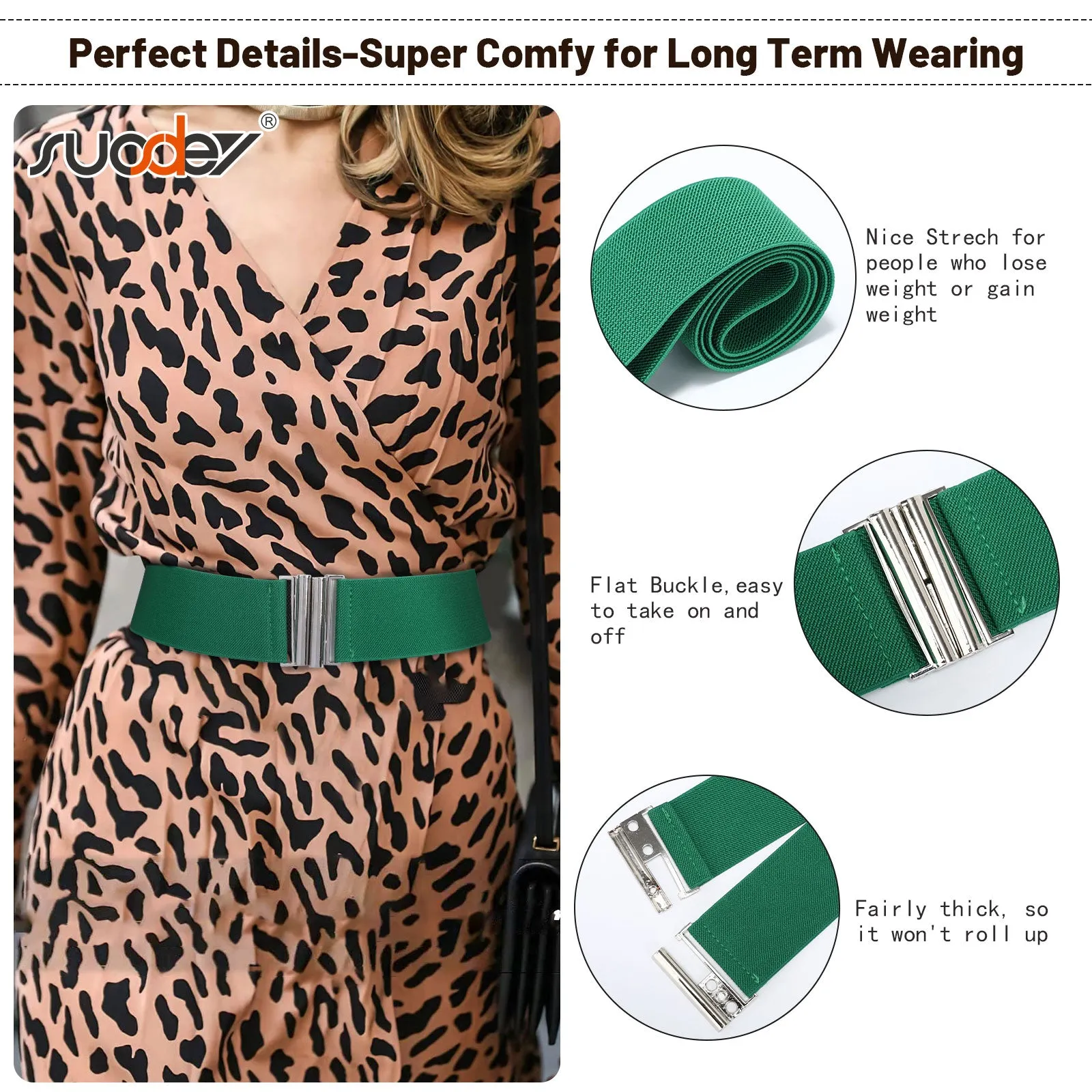 JASGOOD Women's Elastic Wide Dress Belt Retro Stretchy Waist Belt