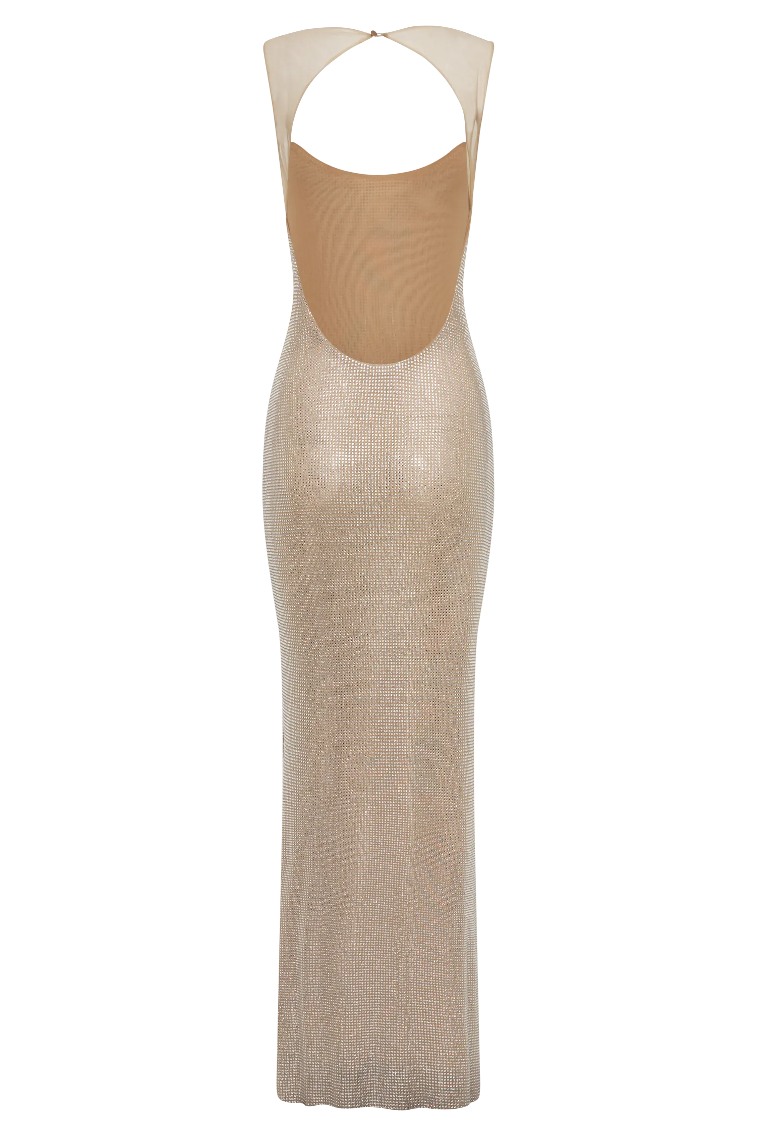 Jasmyn Hot Fix Maxi Dress With Mesh Back - Nude