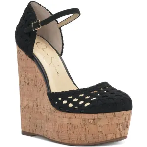 Jessica Simpson Womens Cork Ankle Strap Platform Heels Black 6 Medium (B,M)