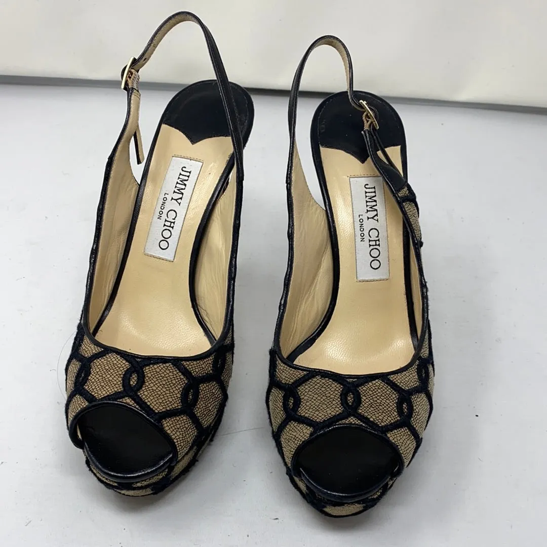 Jimmy Choo Platform Peep Toe Sling Back Heel