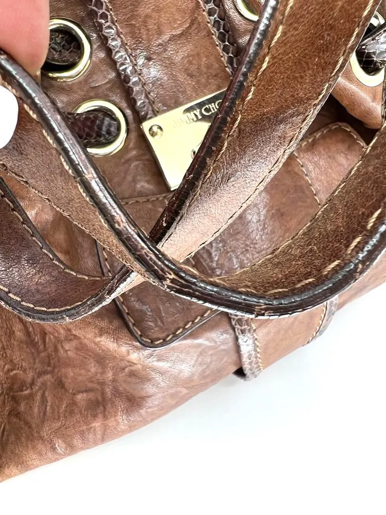 JIMMY CHOO RIKI LEATHER SATCHEL BAG