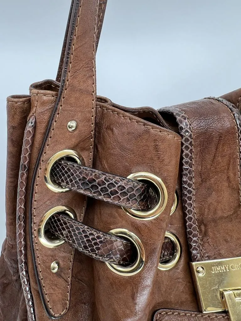 JIMMY CHOO RIKI LEATHER SATCHEL BAG