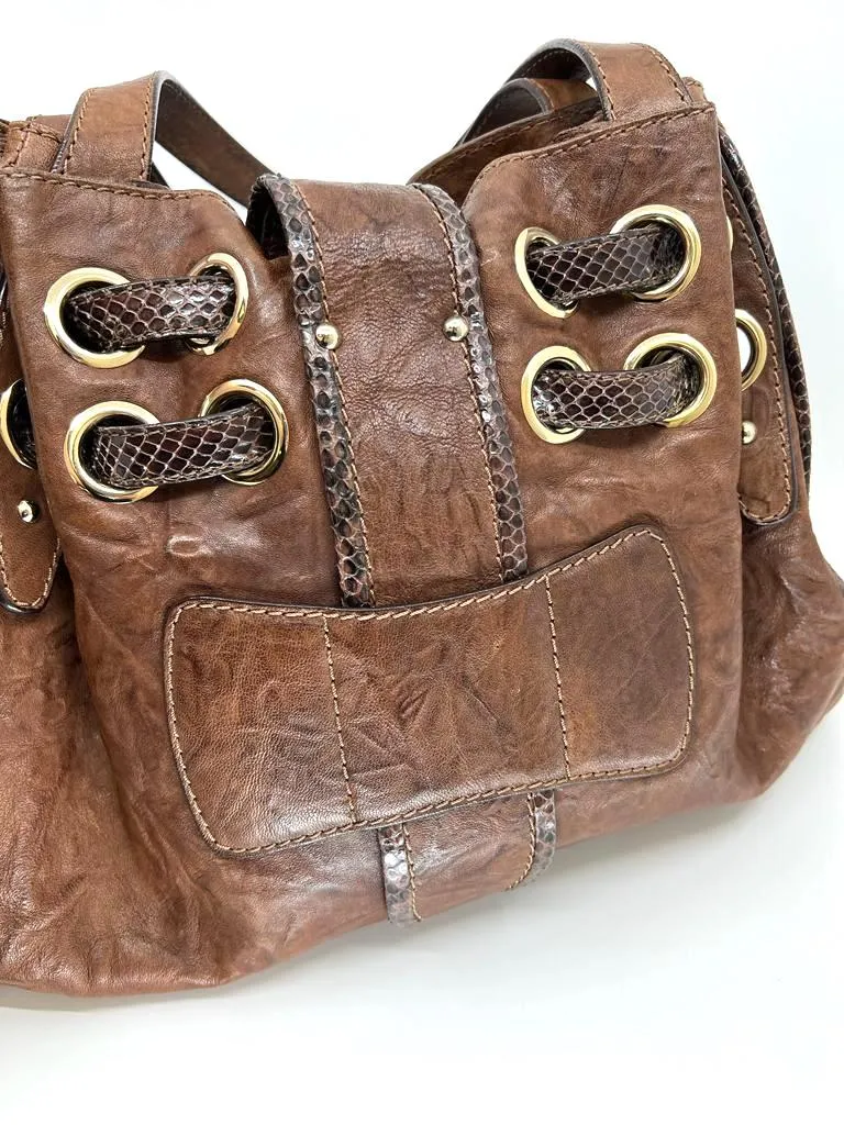 JIMMY CHOO RIKI LEATHER SATCHEL BAG
