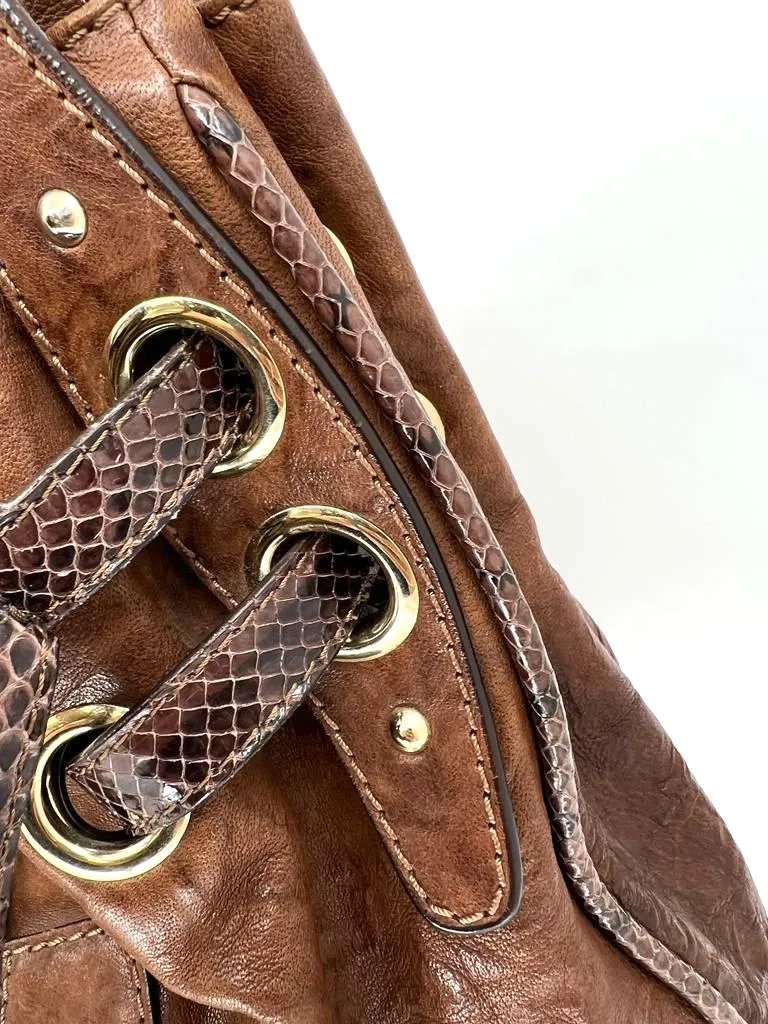 JIMMY CHOO RIKI LEATHER SATCHEL BAG