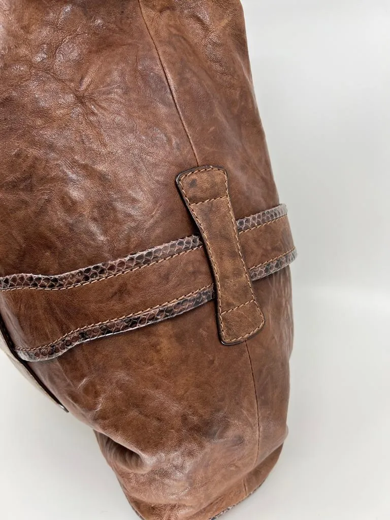JIMMY CHOO RIKI LEATHER SATCHEL BAG