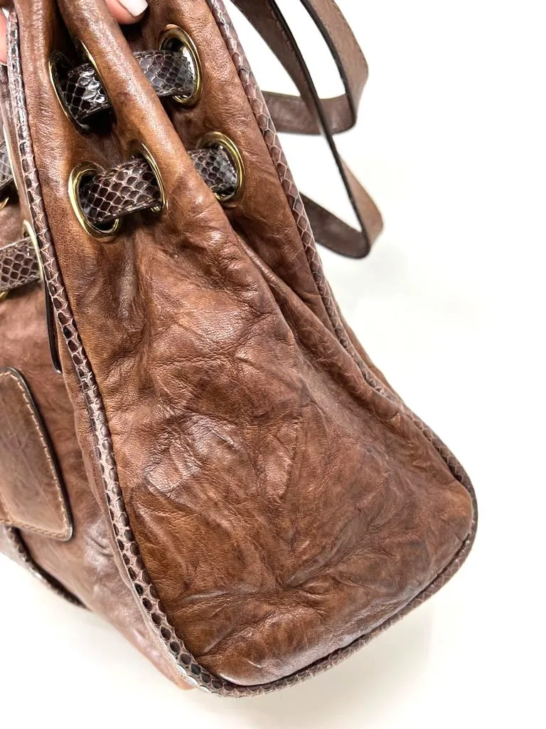 JIMMY CHOO RIKI LEATHER SATCHEL BAG