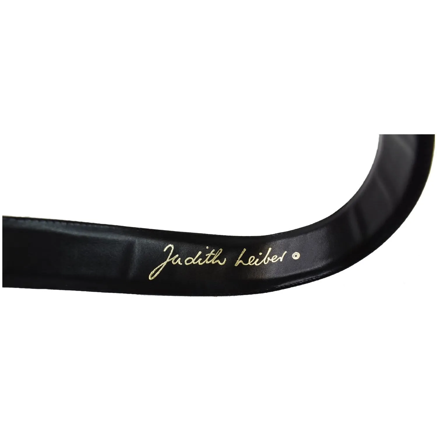 JUDITH LEIBER Crystal Encrusted Leather Panther Buckle Belt Black Size 35 - Last Call