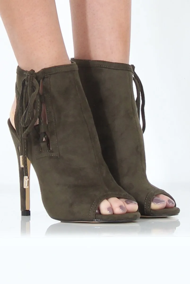 Khaki Peep Toe heels - Corrine