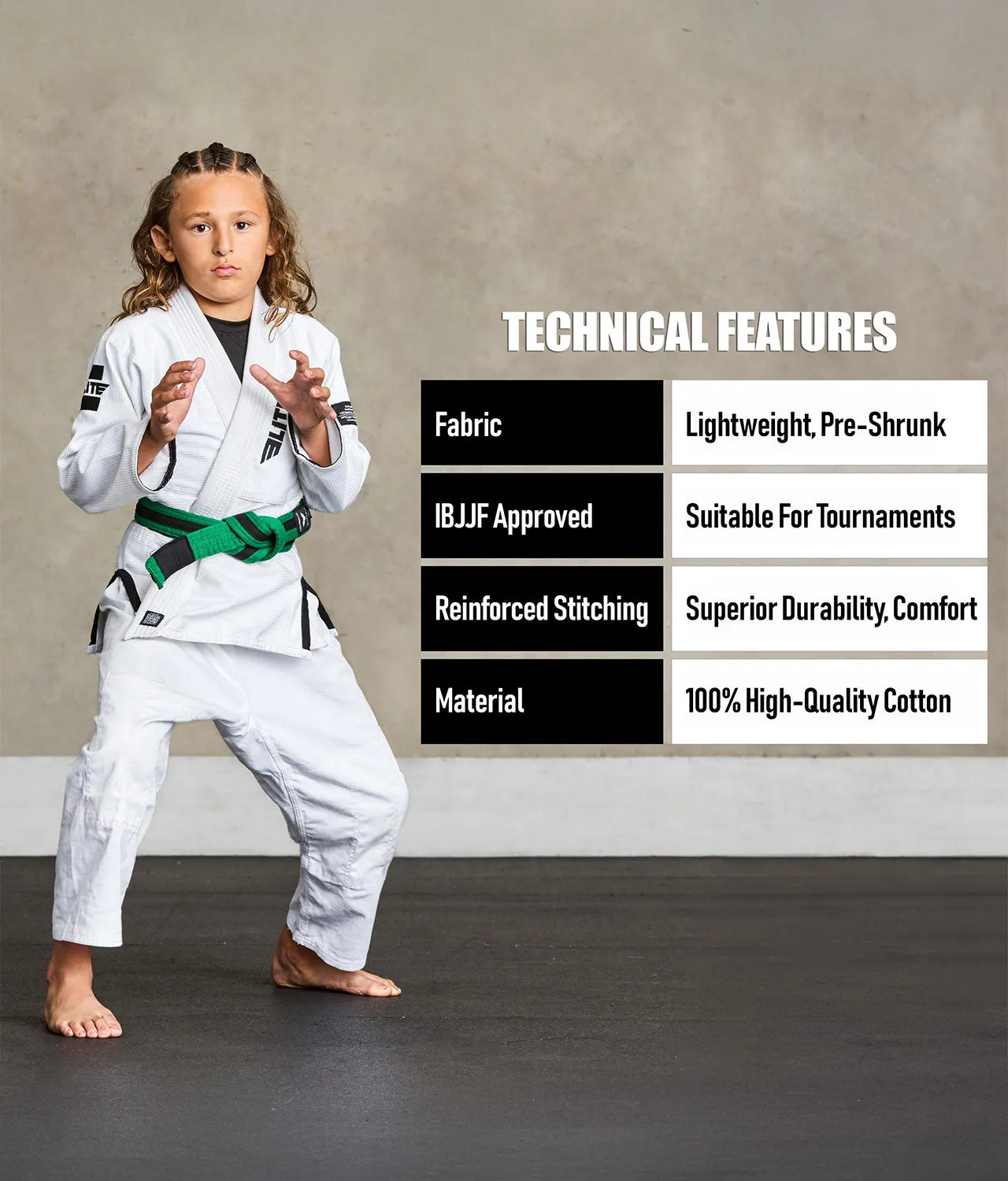 Kids' Brazilian Jiu Jitsu BJJ Green/Black Belt