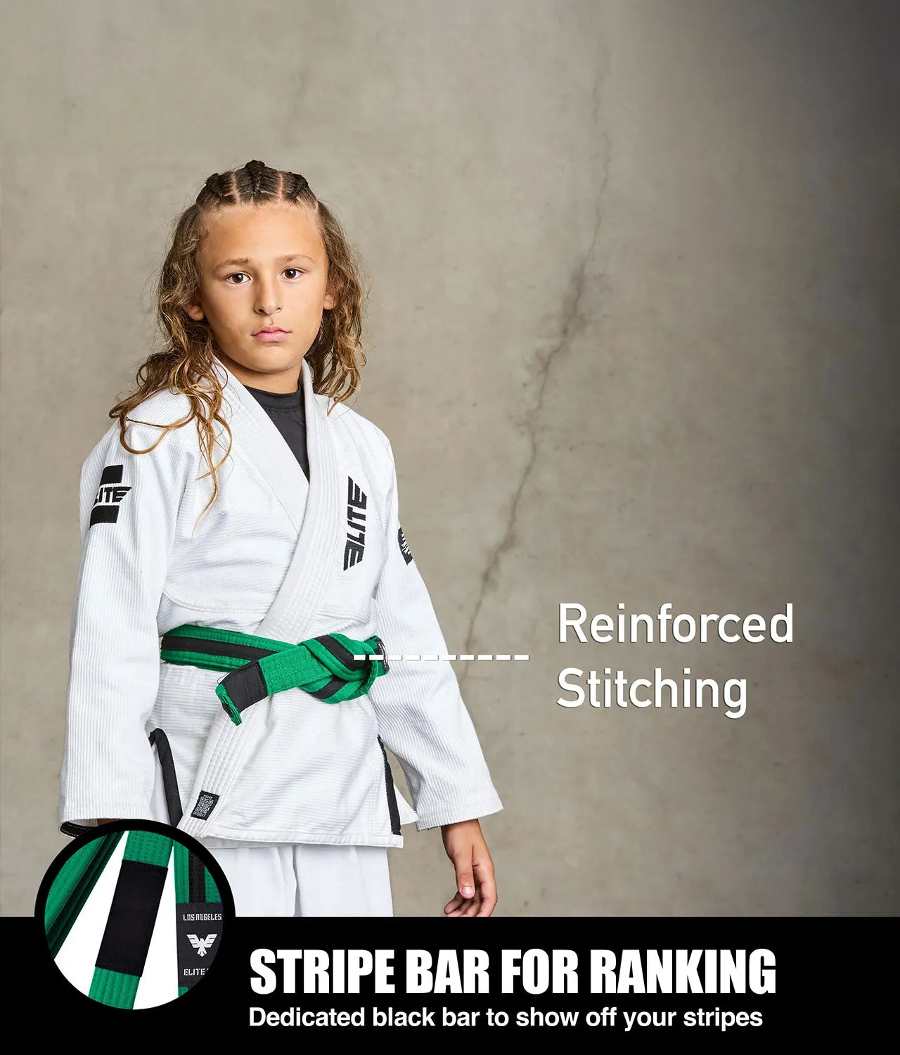 Kids' Brazilian Jiu Jitsu BJJ Green/Black Belt