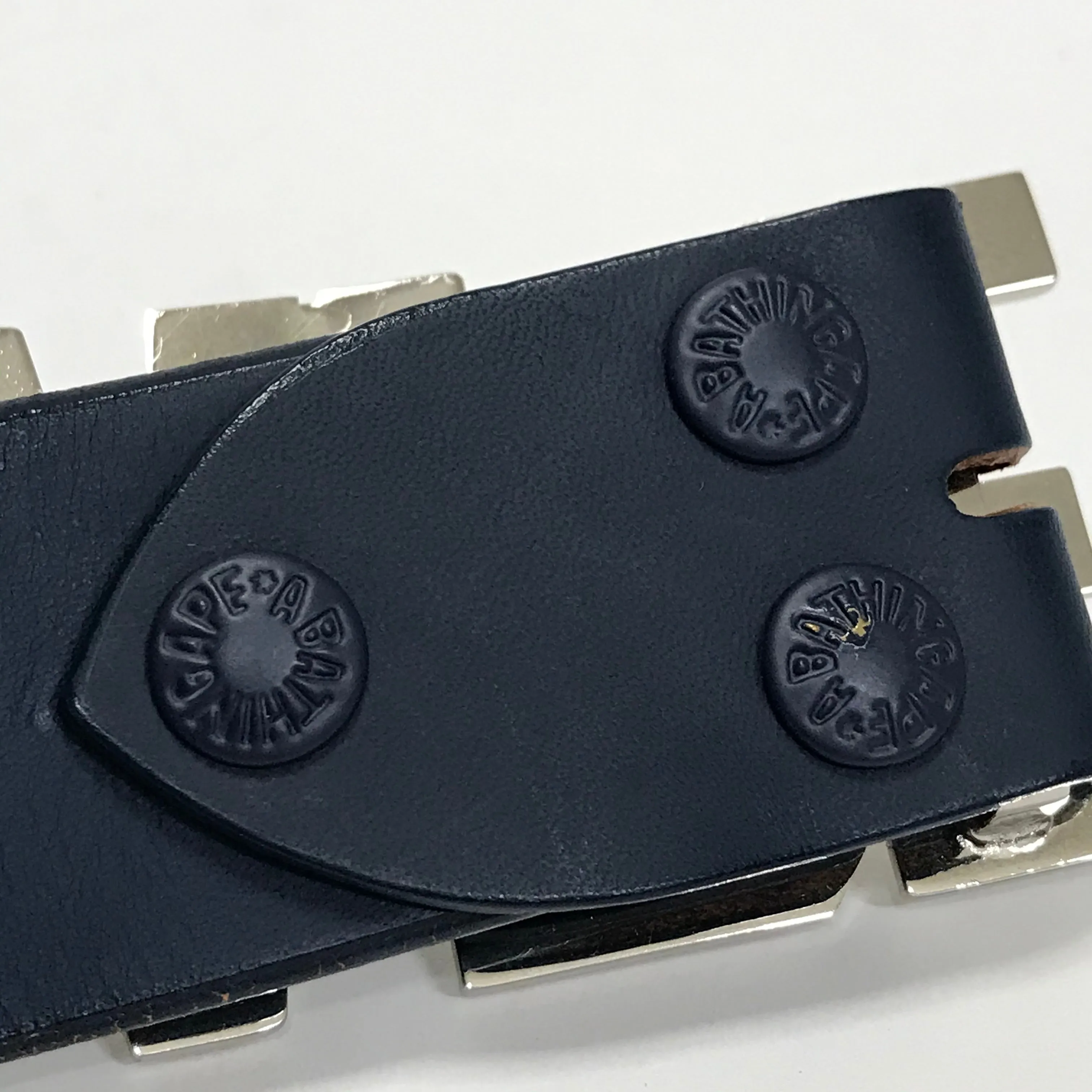 [L] A Bathing Ape Bape 3D Logo Metal / Leather Belt