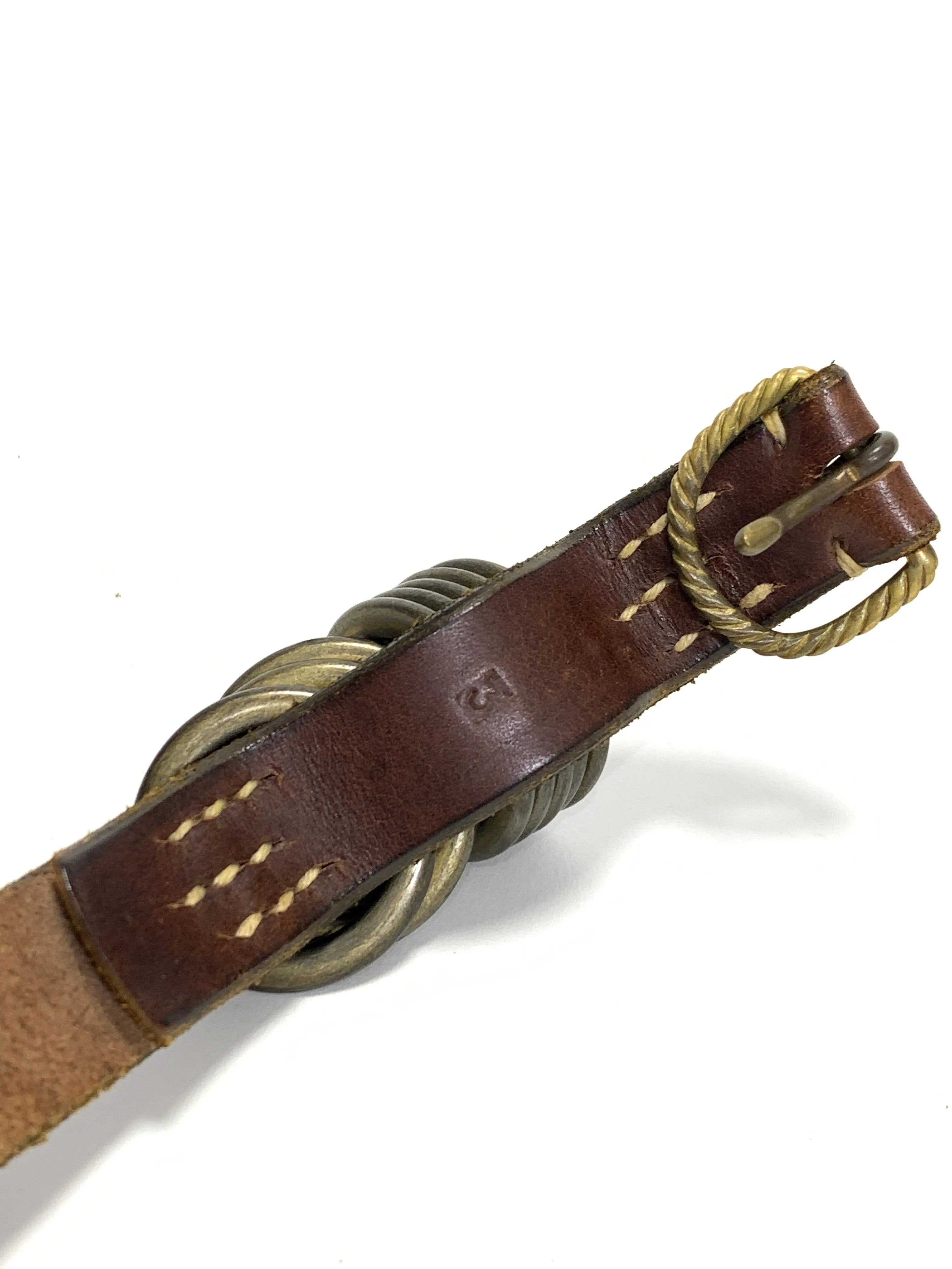 [L] Kapital Leather Brass Ring Belt Brown