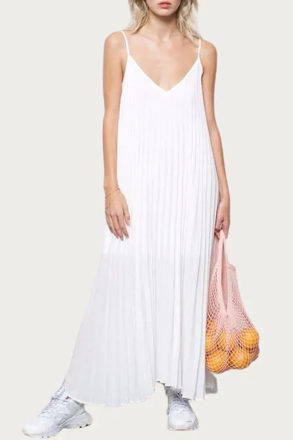 LAMU PLEATED CHIFFON MAXI DRESS