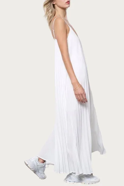 LAMU PLEATED CHIFFON MAXI DRESS
