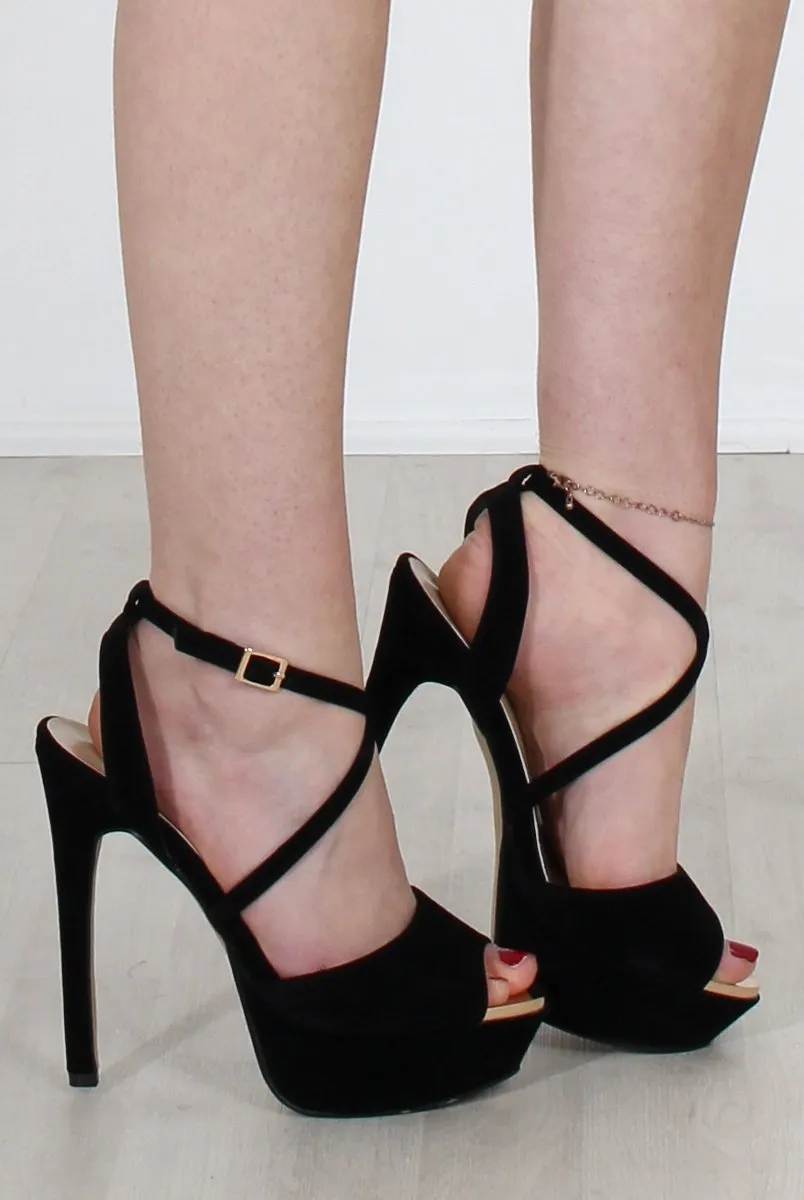Lane Black Suede High Heels