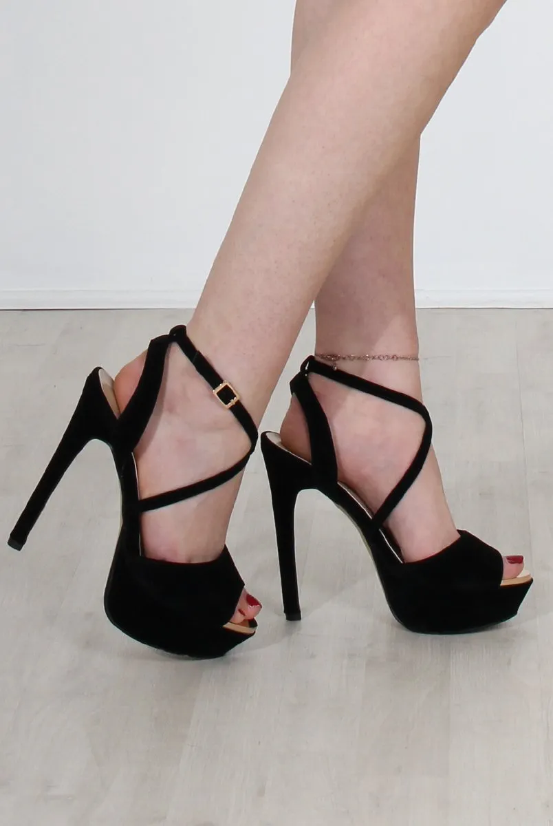Lane Black Suede High Heels