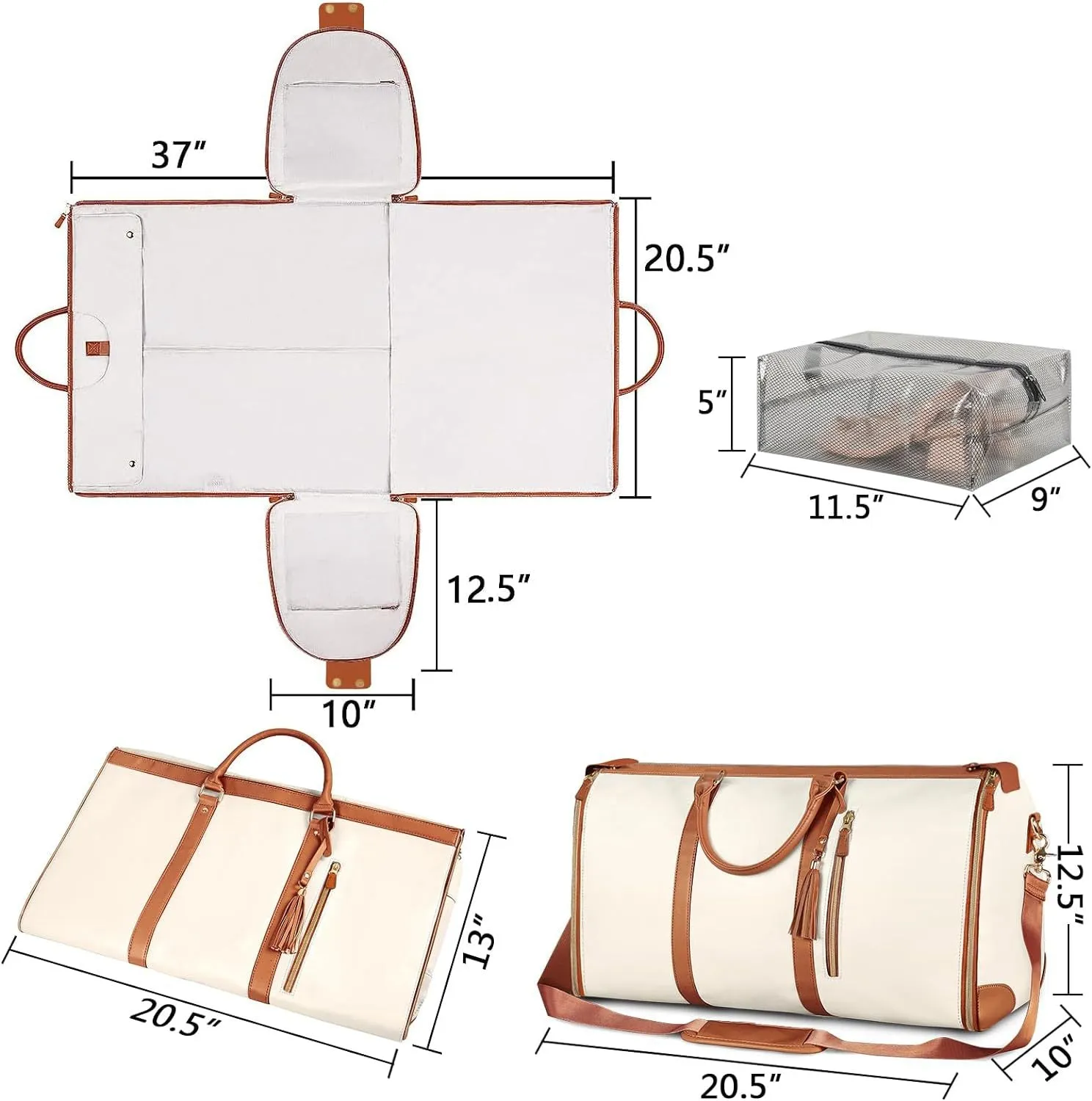 Large Capacity PU Leather Carry-On Bag