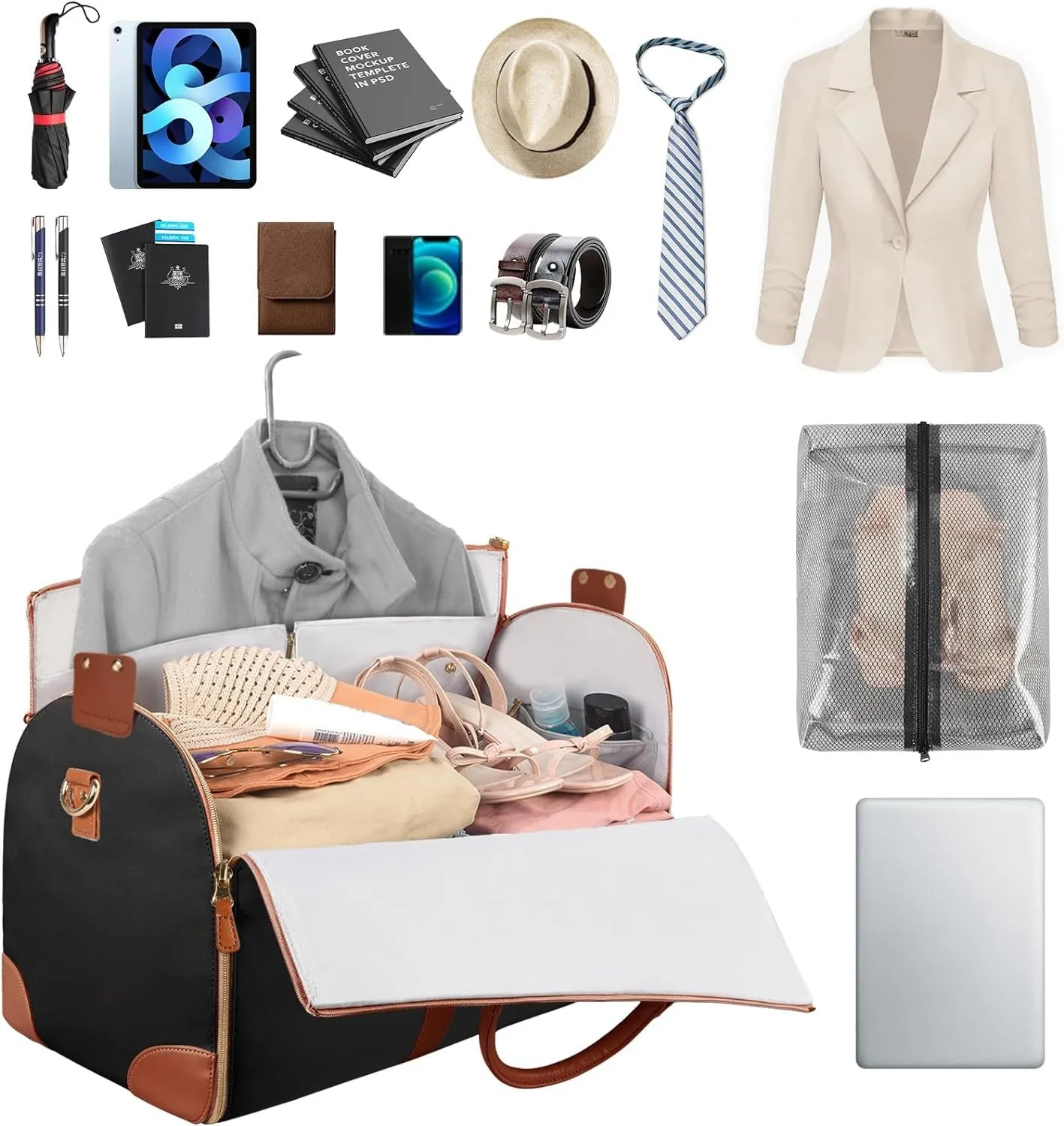 Large Capacity PU Leather Carry-On Bag