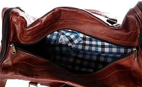 Leather Duffel Bag 28 inch Large Travel Bag Gym Sports Overnight Weekender Bag by Komal s Passion Leather, unisex-adult, Brown, 28 inch