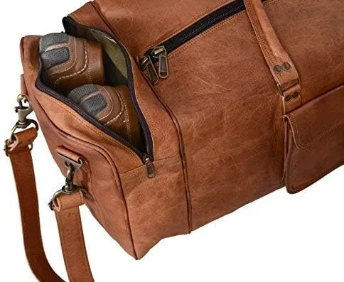 Leather Duffel Bag 28 inch Large Travel Bag Gym Sports Overnight Weekender Bag by Komal s Passion Leather, unisex-adult, Brown, 28 inch