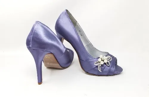 Lilac Purple Bridal Shoes Crystal and Pearl Design