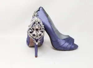 Lilac Purple Bridal Shoes Crystal Back Design