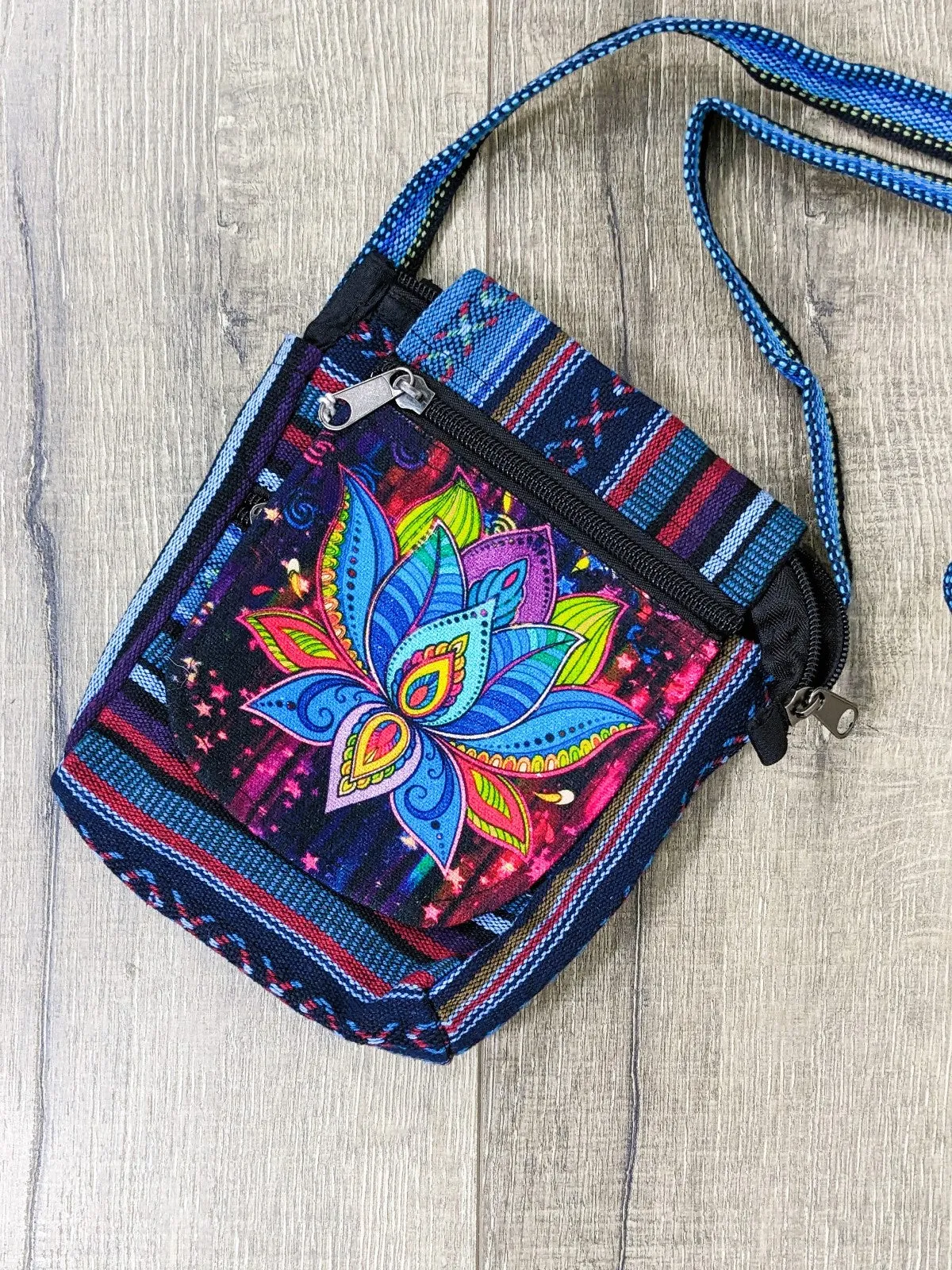 Lotus Print Gheri Passport Bag