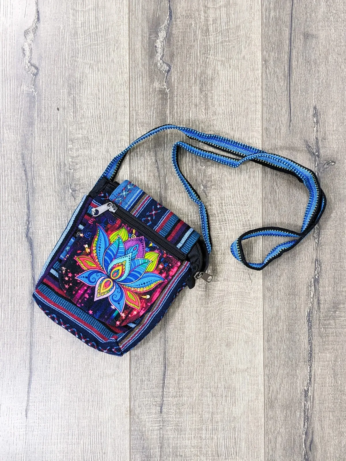 Lotus Print Gheri Passport Bag