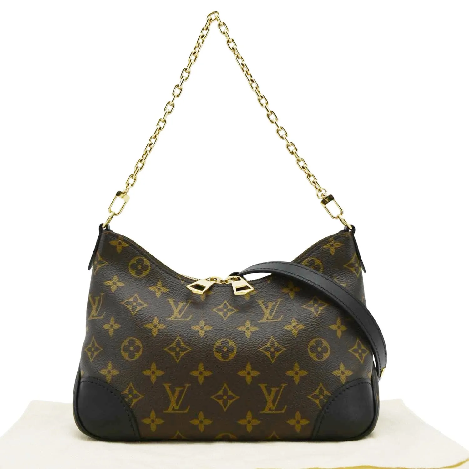 LOUIS VUITTON Boulogne Monogram Canvas Shoulder Bag Black
