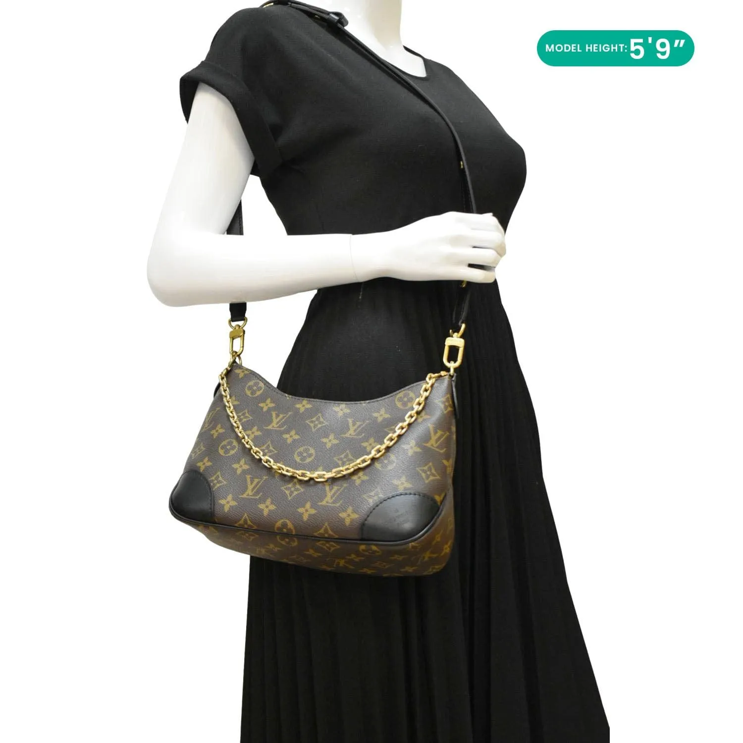 LOUIS VUITTON Boulogne Monogram Canvas Shoulder Bag Black