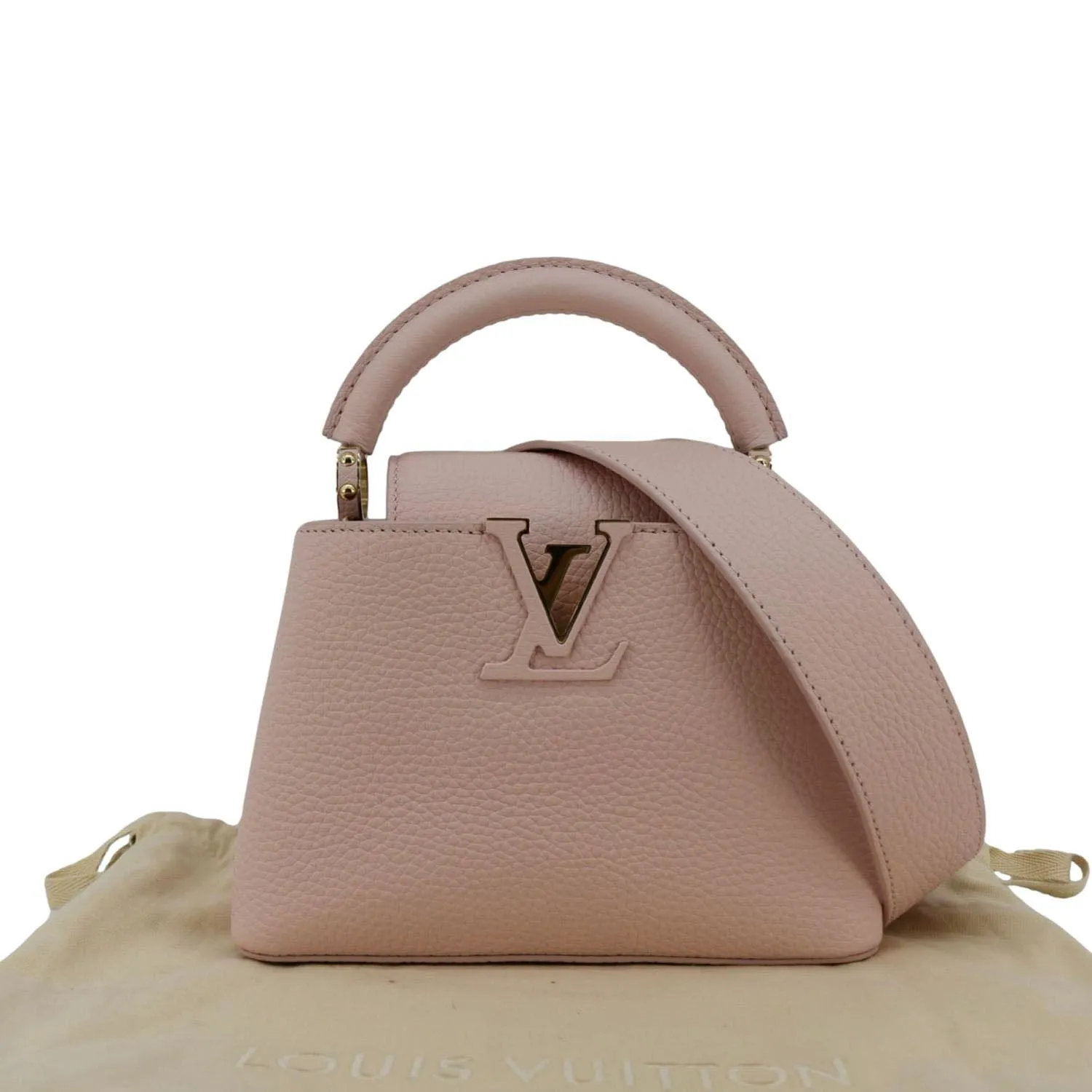 LOUIS VUITTON Capucines Mini Leather Satchel Bag Galet