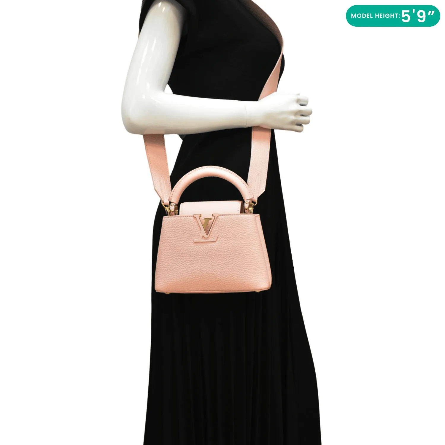 LOUIS VUITTON Capucines Mini Leather Satchel Bag Galet