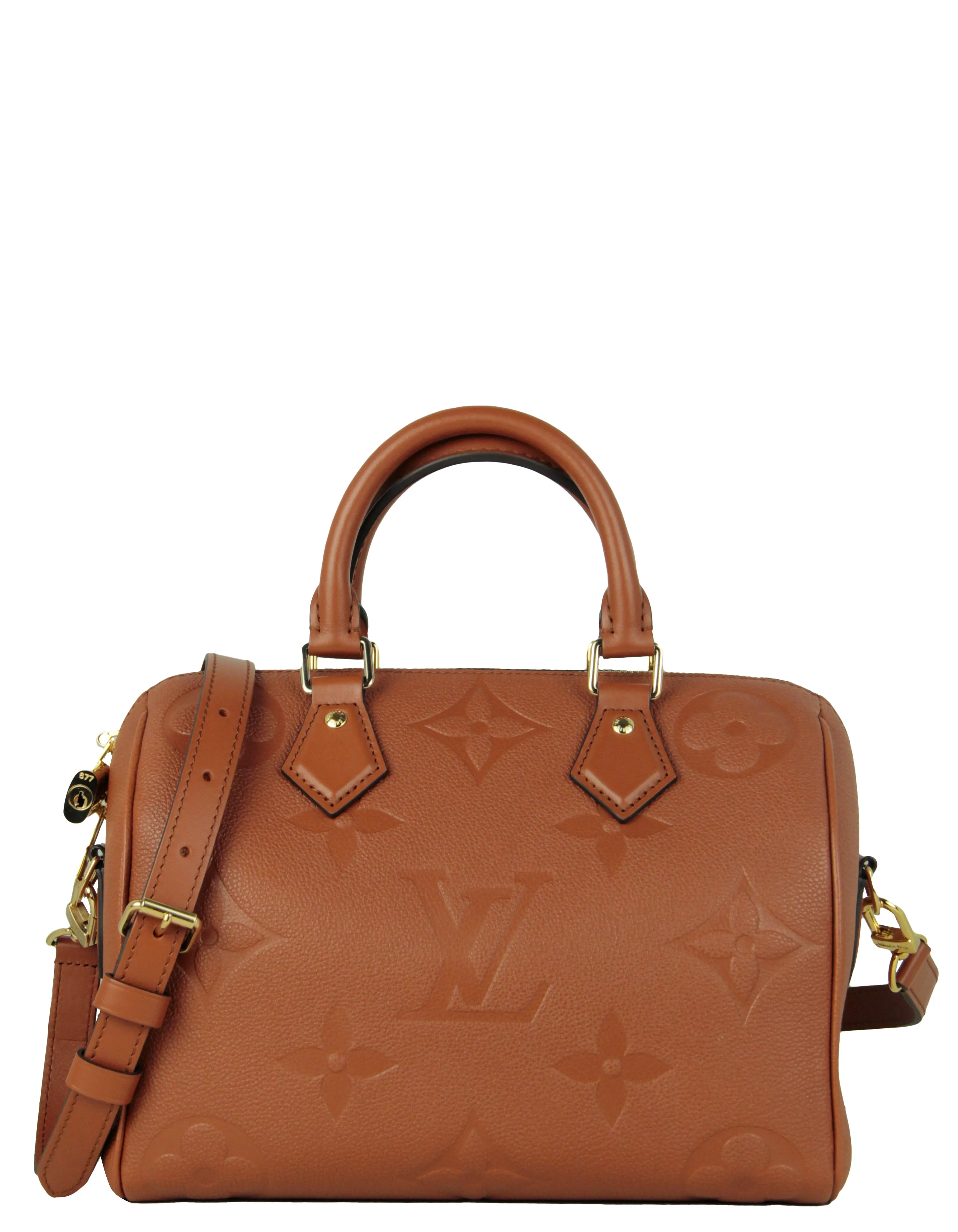 Louis Vuitton Cognac Empreinte Monogram Giant Speedy Bandouliere 25 Bag
