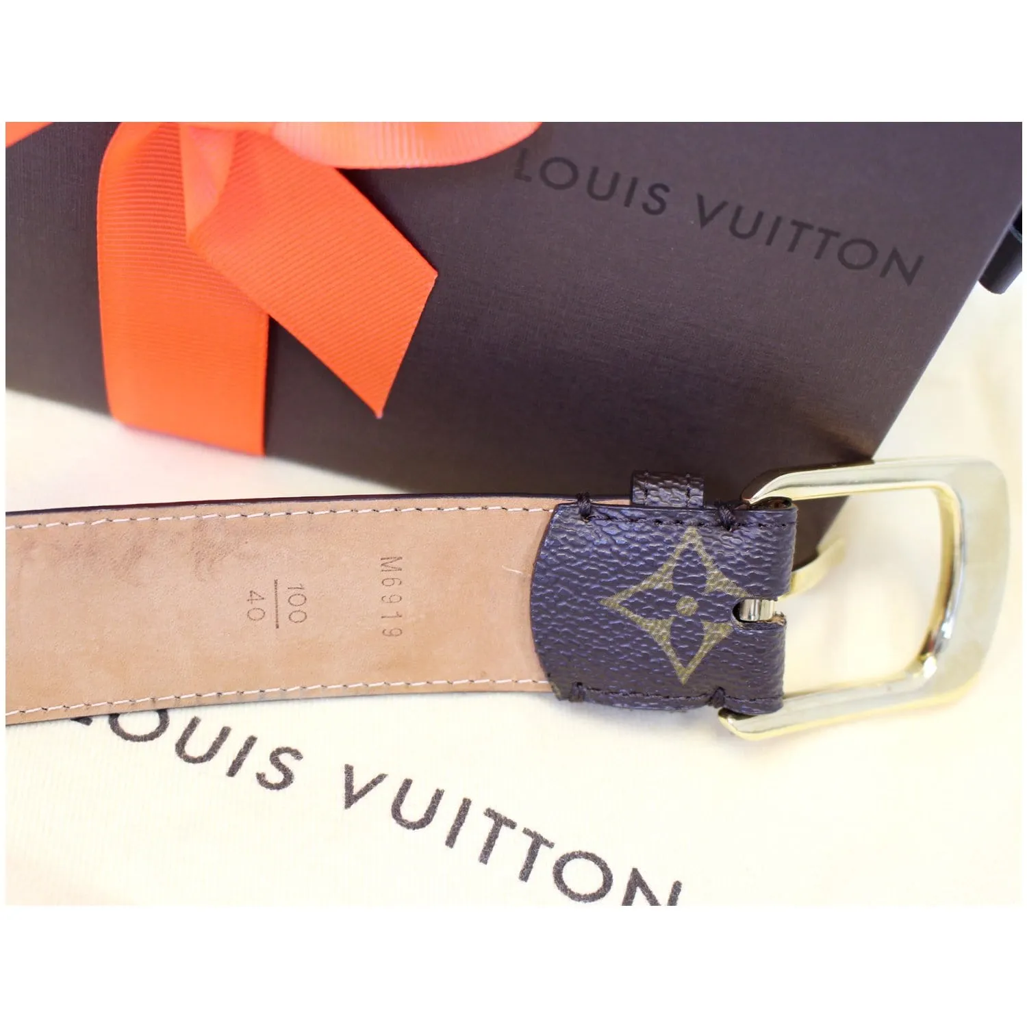 LOUIS VUITTON Ellipse Monogram Canvas Belt Brown Size 100/40