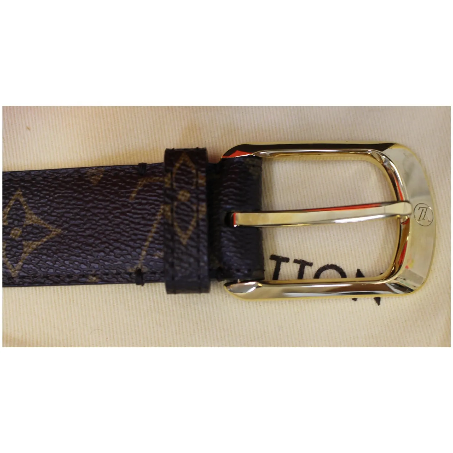 LOUIS VUITTON Ellipse Monogram Canvas Belt Brown Size 100/40