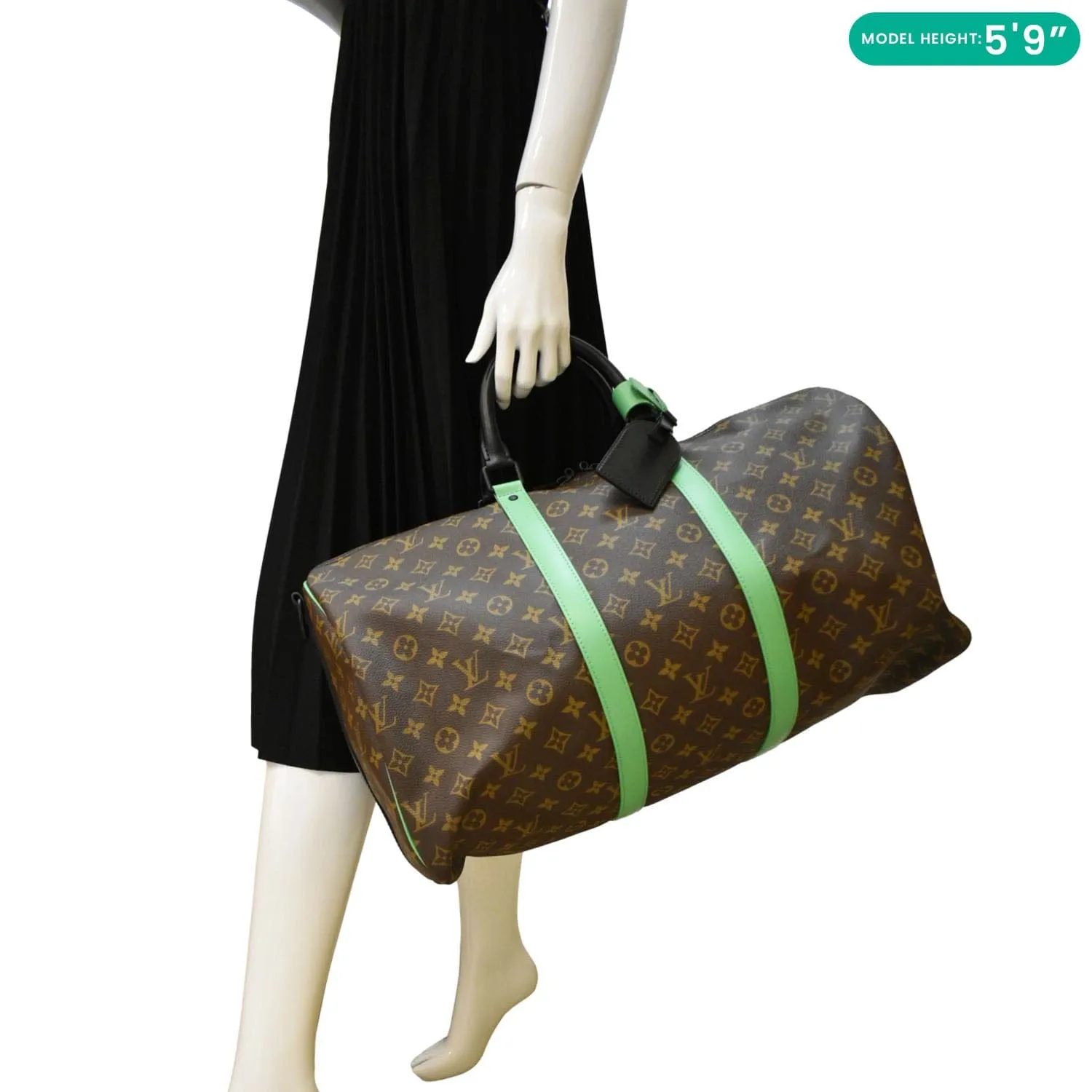 LOUIS VUITTON Keepall 50 Bandouliere Monogram Macassar Travel Bag Green
