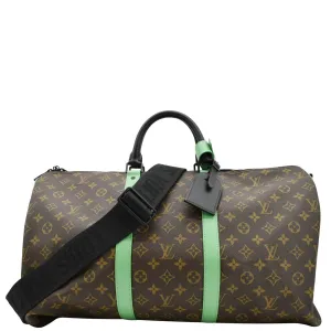 LOUIS VUITTON Keepall 50 Bandouliere Monogram Macassar Travel Bag Green