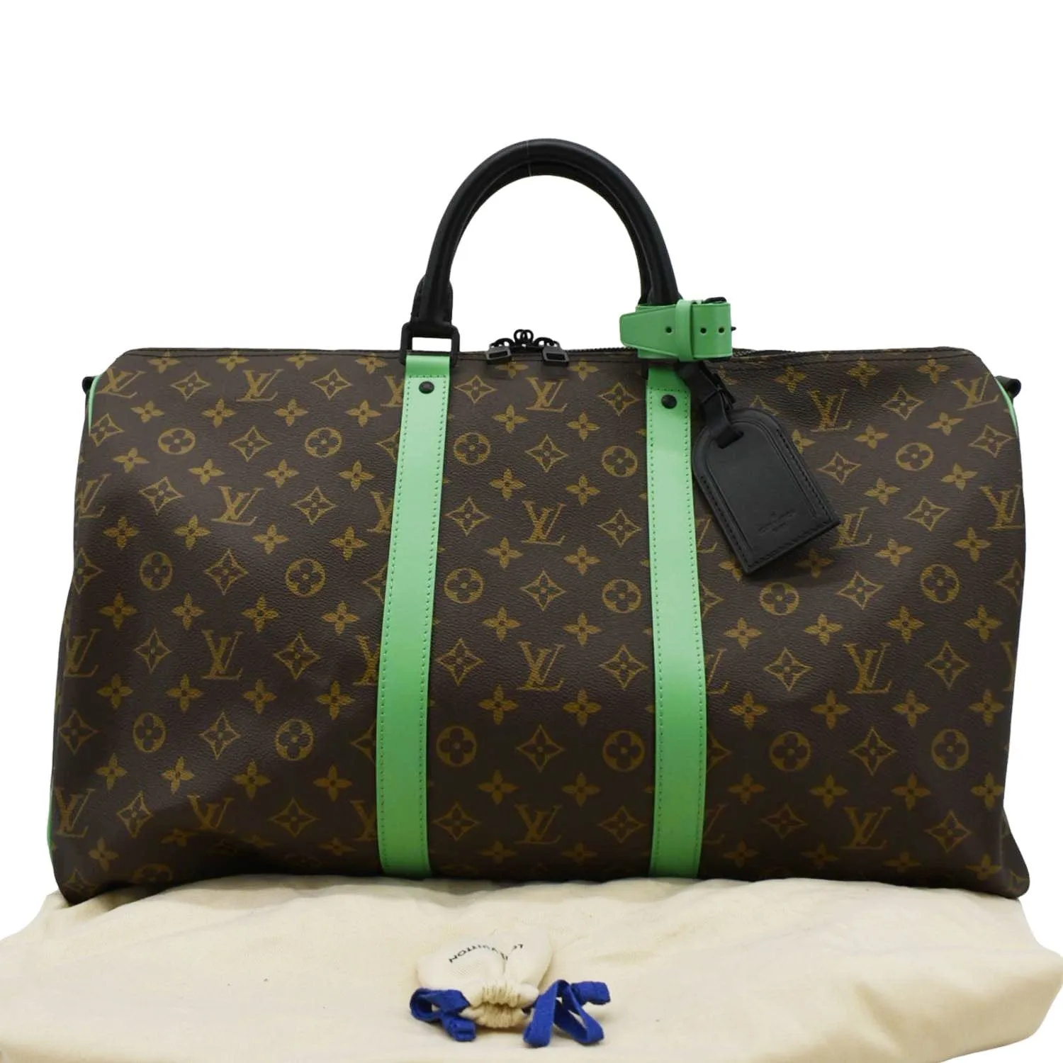 LOUIS VUITTON Keepall 50 Bandouliere Monogram Macassar Travel Bag Green