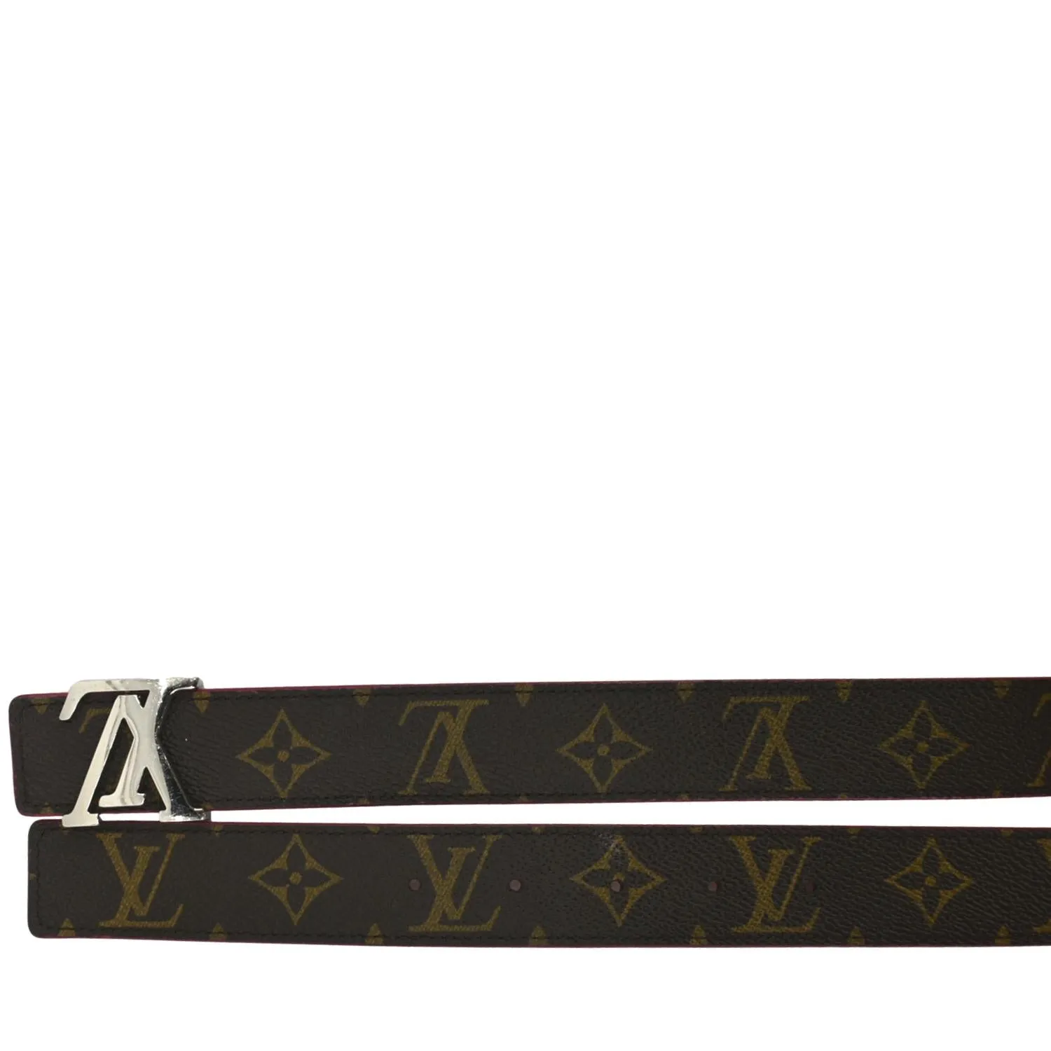 LOUIS VUITTON Monogram Canvas LV Initials Belt Brown