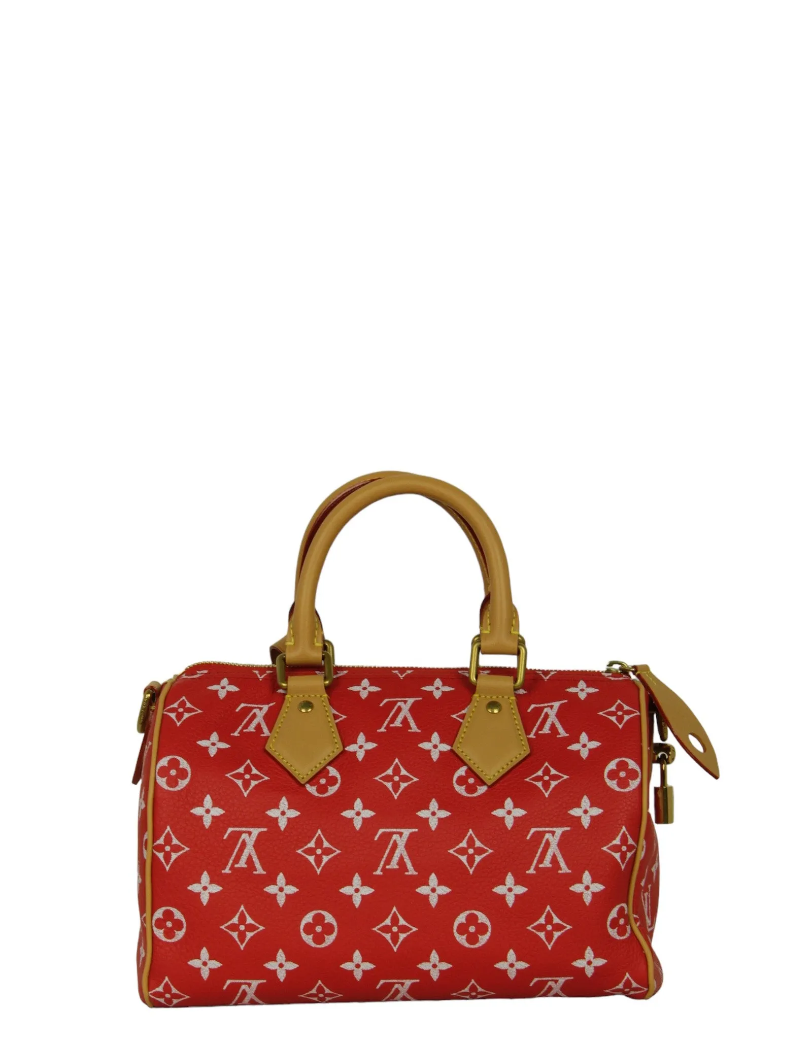 Louis Vuitton Red Soft Calfskin Monogram Speedy P9 Bandouliere 25