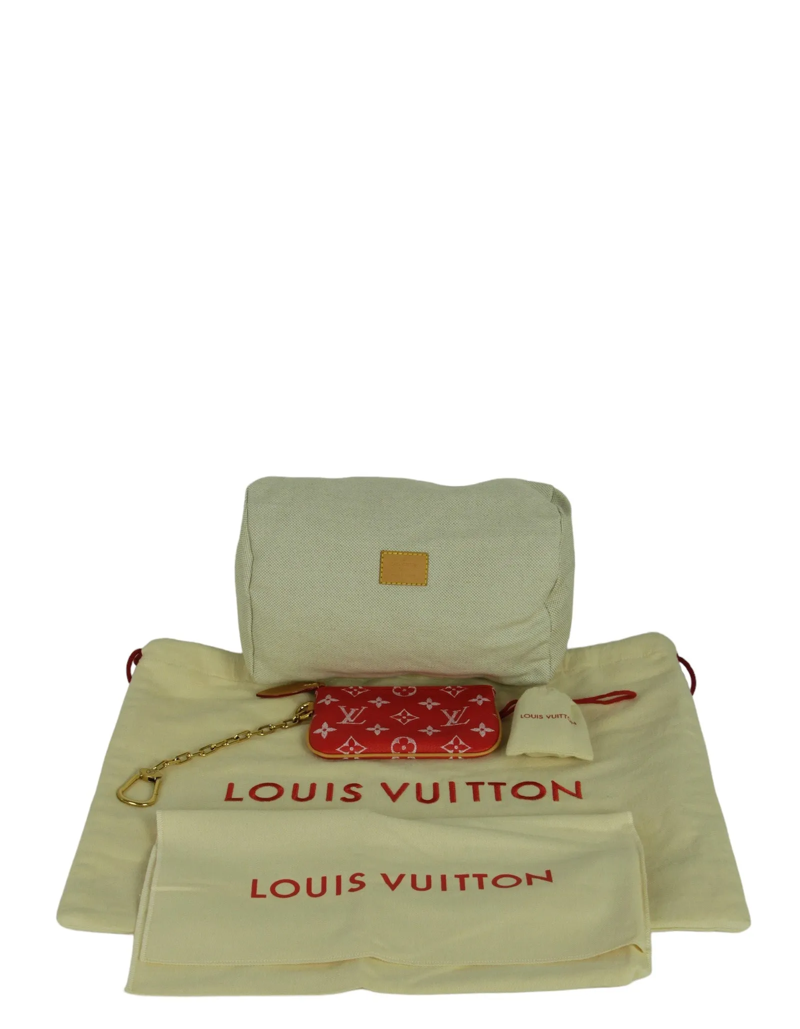 Louis Vuitton Red Soft Calfskin Monogram Speedy P9 Bandouliere 25