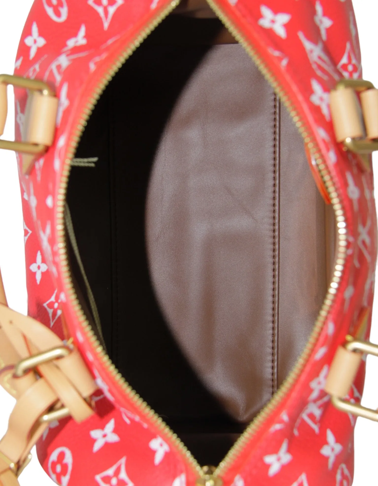 Louis Vuitton Red Soft Calfskin Monogram Speedy P9 Bandouliere 25