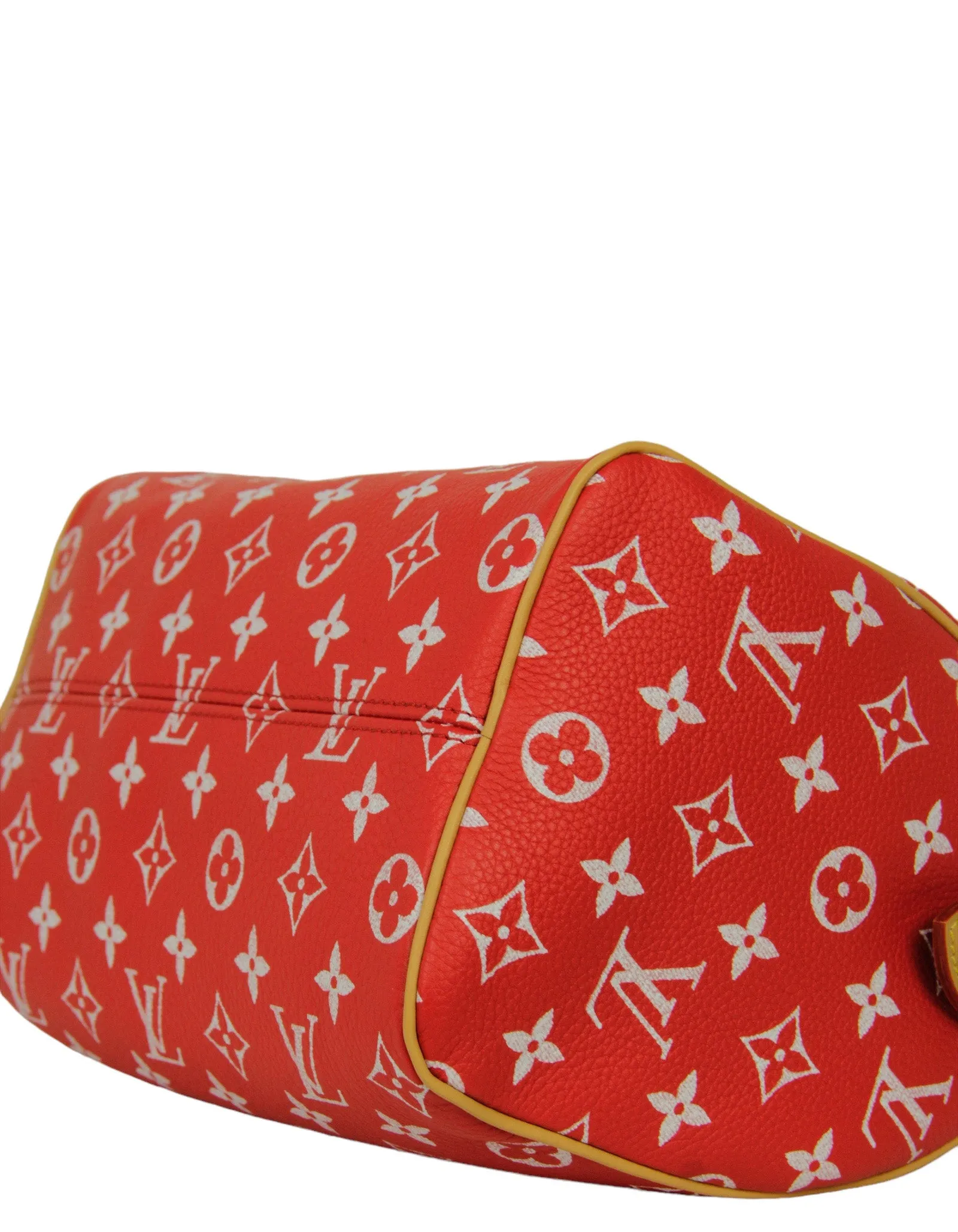Louis Vuitton Red Soft Calfskin Monogram Speedy P9 Bandouliere 25
