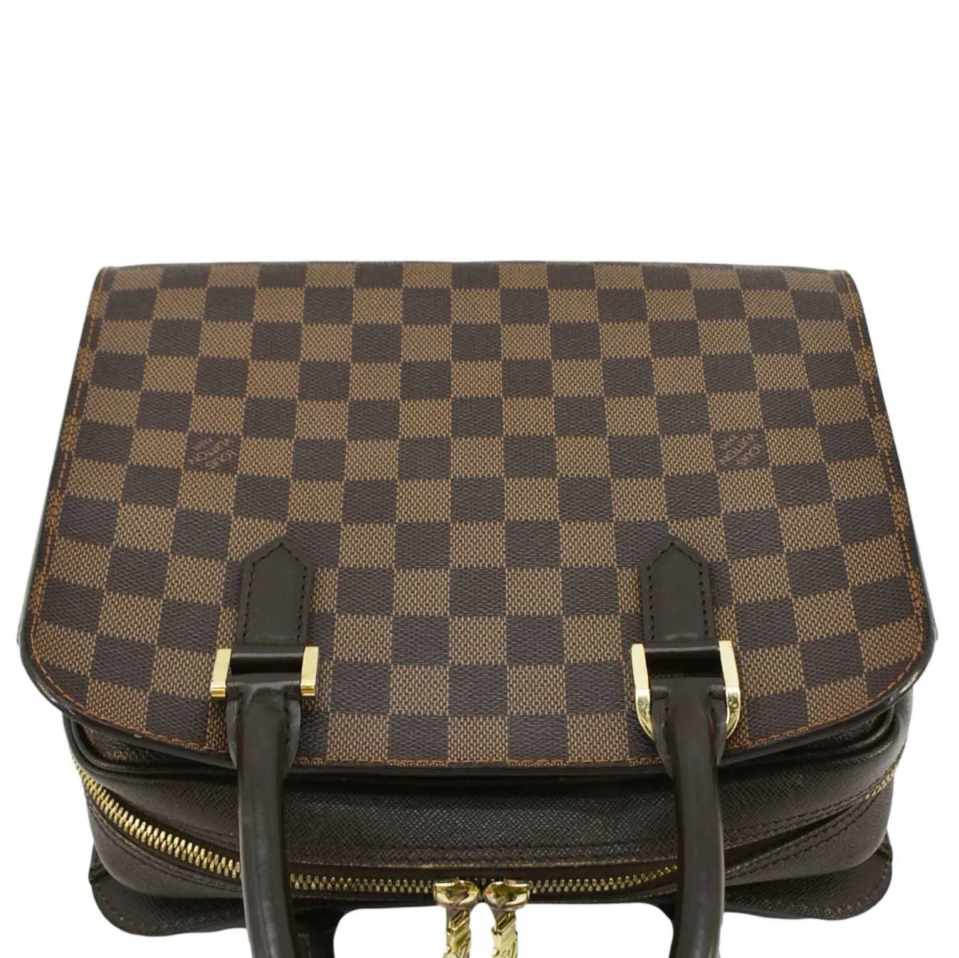 LOUIS VUITTON Triana Damier Ebene Satchel Bag Brown