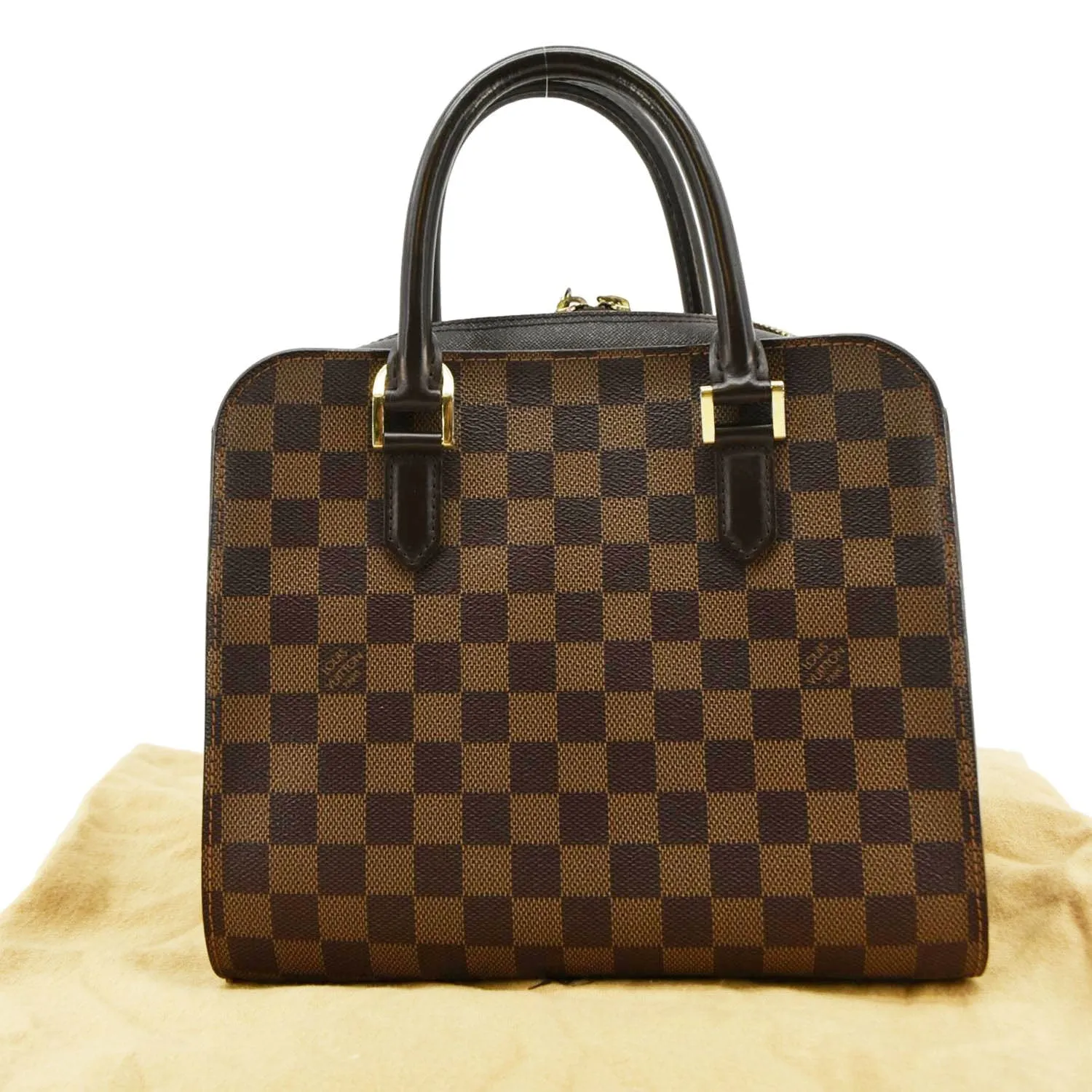 LOUIS VUITTON Triana Damier Ebene Satchel Bag Brown