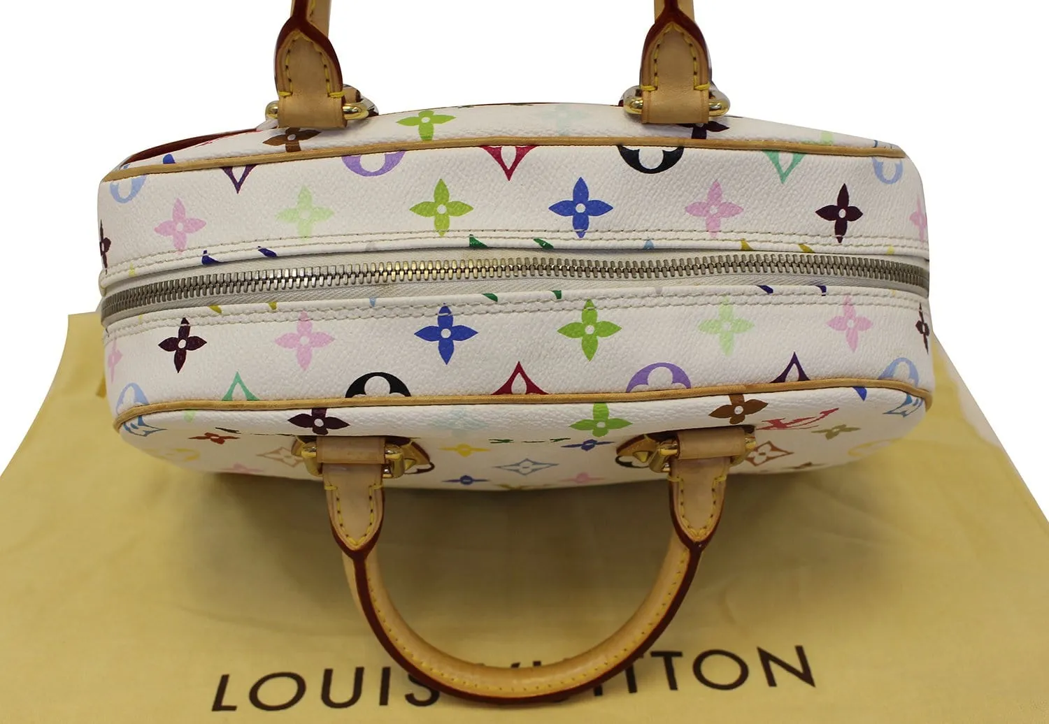 LOUIS VUITTON White Monogram Multicolor Trouville Satchel Bag