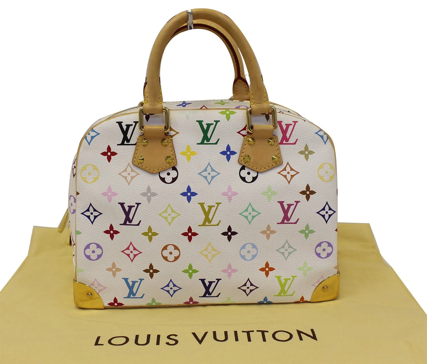 LOUIS VUITTON White Monogram Multicolor Trouville Satchel Bag