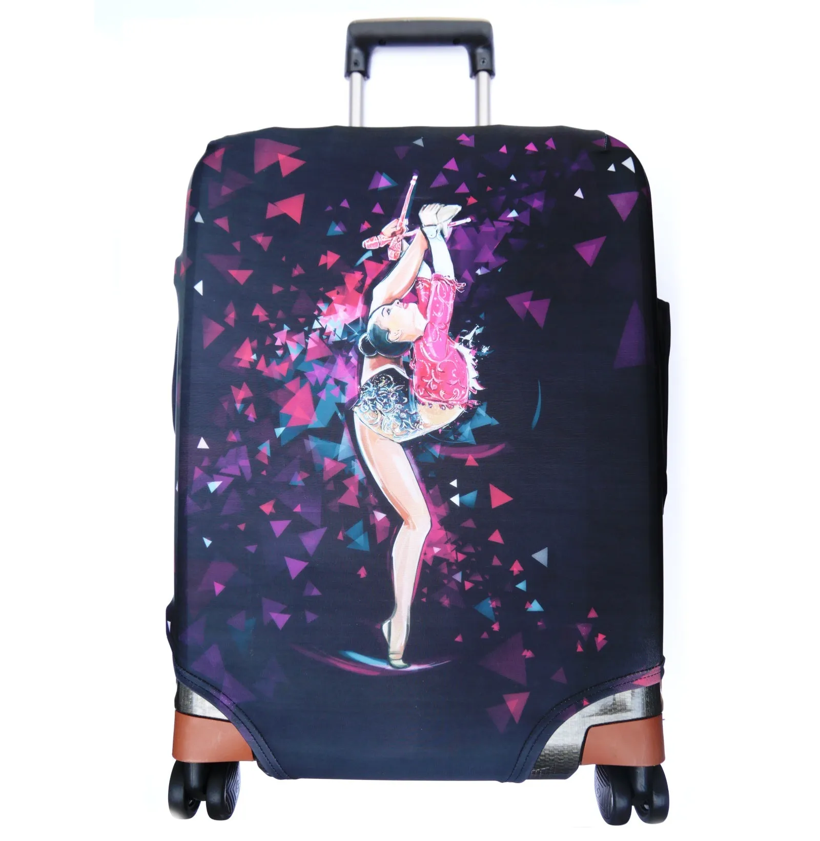 Luggage cover with Gymnast print